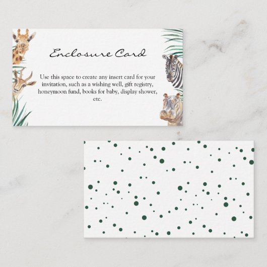 Oh Boy Safari Animals Enclosure Kaart (Voorkant / Achterkant)