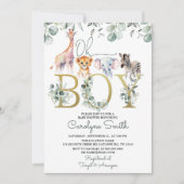 Oh Boy Safari Animals Greenery Baby shower Kaart (Voorkant)