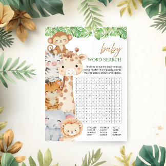Oh Boy! Safari Baby Shower | Baby Woordzoekspel Kaart
