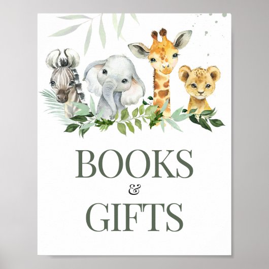 Oh Boy Safari Baby shower Boeken en geschenken Poster (Voorkant)