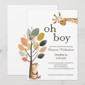 Oh Boy Safari Baby shower Dieren Kaart (Voorkant / Achterkant)
