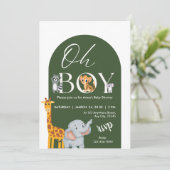Oh Boy Safari Baby shower Dieren Kaart (Staand voorkant)