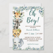 Oh Boy Safari Baby shower Dieren Kaart (Voorkant)