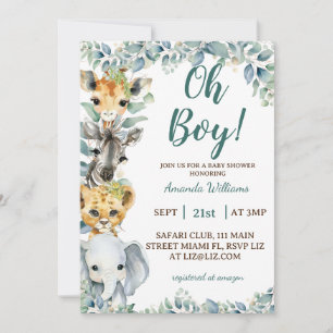 Oh Boy Safari Baby shower Dieren Kaart