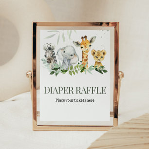 Oh Boy Safari Baby shower Luier Raffle Poster