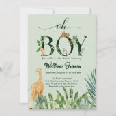 Oh Boy Safari Dier Oerwoud Groen Baby shower Kaart (Voorkant)