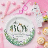 Oh boy Safari Dier Oerwoud Groen Baby shower Papieren Bordje (Feest)