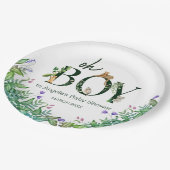 Oh boy Safari Dier Oerwoud Groen Baby shower Papieren Bordje (Gekanteld)