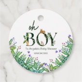 Oh boy Safari Dier Oerwoud Wit Baby shower Bedankjes Labels (Voorkant)