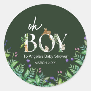 Oh boy Safari Dier Oerwoud Wit Baby shower Ronde Sticker