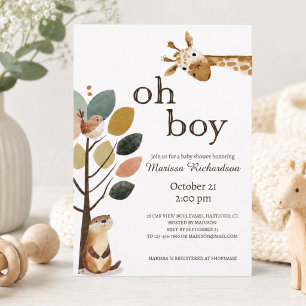 Oh Boy Safari Dieren Baby Shower Kaart