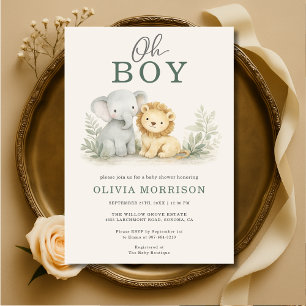Oh Boy Safari Dieren Baby Shower Kaart