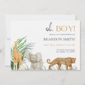 Oh Boy Safari Dieren Oerwoud Baby shower Kaart (Voorkant)