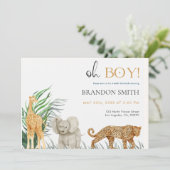 Oh Boy Safari Dieren Oerwoud Baby shower Kaart (Staand voorkant)