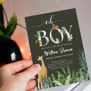Oh Boy Safari Dierenbos groen Baby shower Kaart