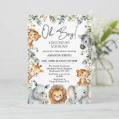 Oh Boy Safari Foliage Baby shower Uitnodiging (Staand voorkant)