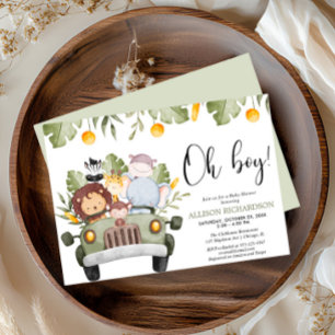 Oh Boy Safari jungle dieren jongens baby shower Kaart