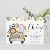 Oh Boy Safari jungle dieren jongens baby shower Kaart (Staand voorkant)