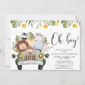 Oh Boy Safari oerwoud Animals Boy baby shower Kaart (Voorkant)