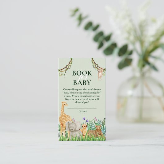 Oh Boy Safari Oerwoud Baby shower Boek voor Baby Informatiekaartje (Staand voorkant)