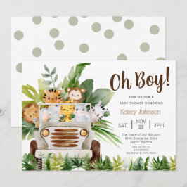 Oh Boy Safari Oerwoud Zoo Animals Boy Baby shower Kaart