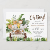 Oh Boy Safari Oerwoud Zoo Animals Boy Baby shower  Kaart (Voorkant)