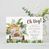 Oh Boy Safari Oerwoud Zoo Animals Boy Baby shower  Kaart (Staand voorkant)