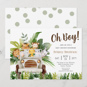Oh Boy Safari Oerwoud Zoo Animals Boy Baby shower  Kaart
