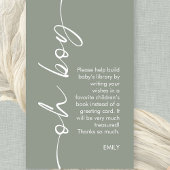 Oh Boy Sage Boeken voor Baby shower Informatiekaartje