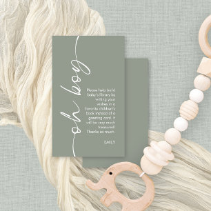 Oh Boy Sage Boeken voor Baby shower Informatiekaartje