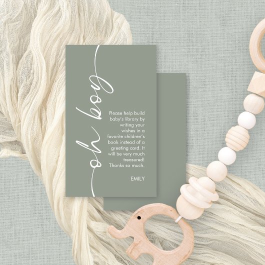 Oh Boy Sage Boeken voor Baby shower Informatiekaartje
