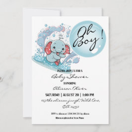 Oh Boy Schattige Baby Olifant Blue Bubble Baby sho Kaart
