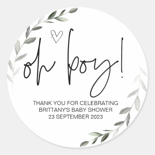 Oh Boy Schattige Baby shower Party Favor Mam To Be Ronde Sticker (Voorkant)