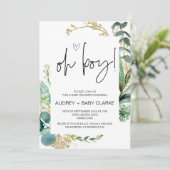 Oh Boy Schattige Baby shower Party Green Eucalyptu Kaart (Staand voorkant)