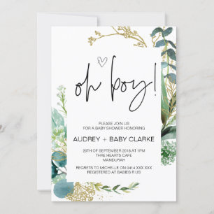 Oh Boy Schattige Baby shower Party Green Eucalyptu Kaart