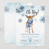 Oh Boy Schattige Blue Deer Snowflake Baby Boy Show Kaart (Voorkant / Achterkant)