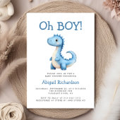 Oh Boy Schattige Blue Dinosaur Baby shower Kaart