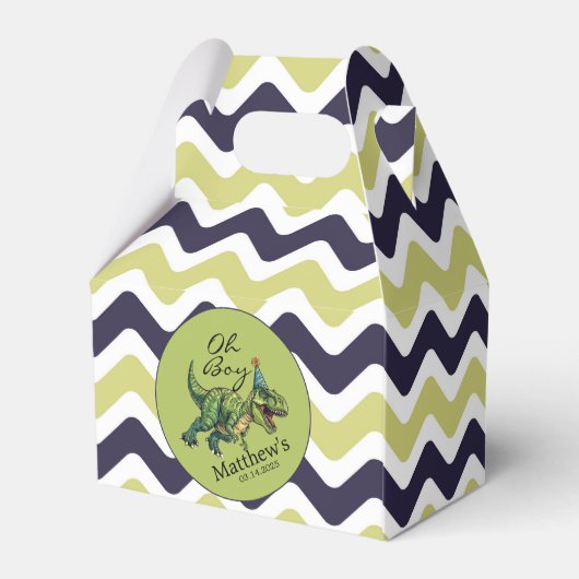 Oh boy! Schattige dinosaurus Baby shower Bedankdoosjes (Achterkant)