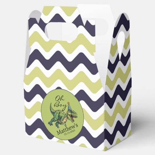 Oh boy! Schattige dinosaurus Baby shower Bedankdoosjes (Geopend)