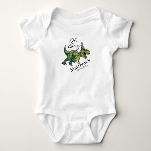 Oh boy! Schattige dinosaurus Baby shower Romper (Voorkant)