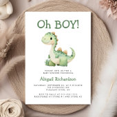 Oh Boy Schattige Green Dinosaur Baby shower Kaart
