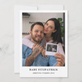 Oh Boy Schattige Heart Script Foto Baby shower Kaart (Achterkant)