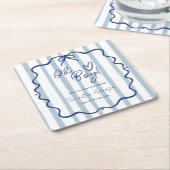 Oh Boy Schattige Modern Blue Stripes Baby shower Kartonnen Onderzetters (Schuin)