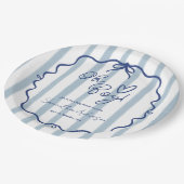 Oh Boy Schattige Modern Dusty Blue Baby shower Papieren Bordje (Gekanteld)