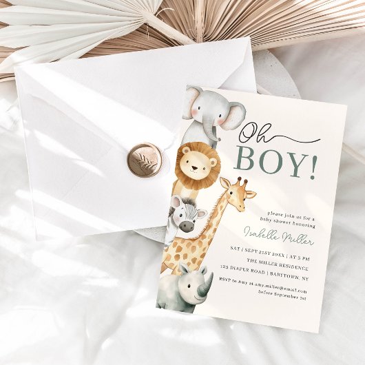 Oh Boy Schattige Safari Animal Greenery Boy Baby s Kaart