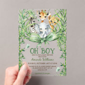 Oh Boy Schattige Safari Animals Baby shower Acryl Uitnodigingen (Insitu (Draagbaar))