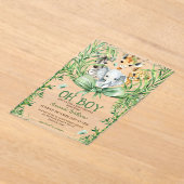 Oh Boy Schattige Safari Animals Baby shower Acryl Uitnodigingen (Laagn)