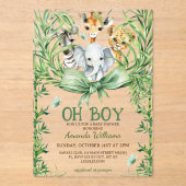 Oh Boy Schattige Safari Animals Baby shower Acryl Uitnodigingen (Voorkant)