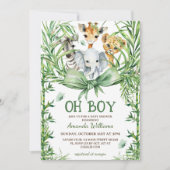 Oh Boy Schattige Safari Animals Baby shower Kaart (Voorkant)