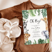 Oh Boy Schattige Safari Dieren Groen Baby shower Kaart